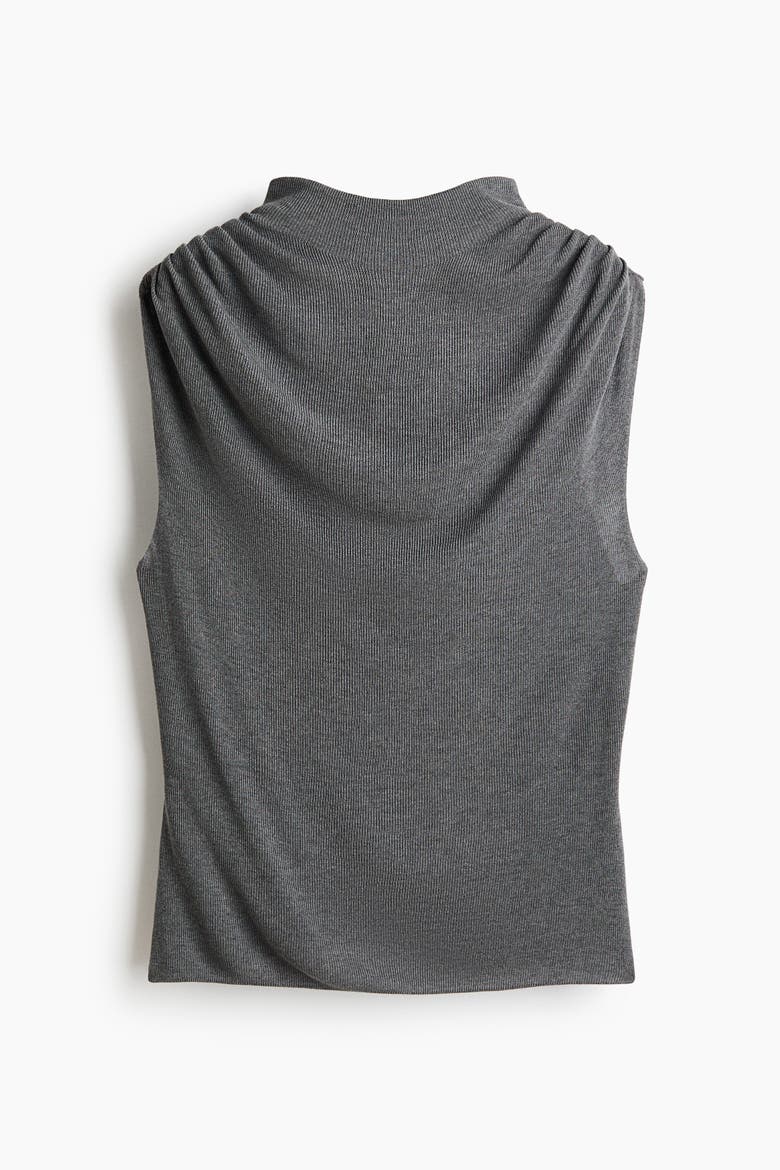 Draped Knit Top, Alternate, color, Dark gray melange