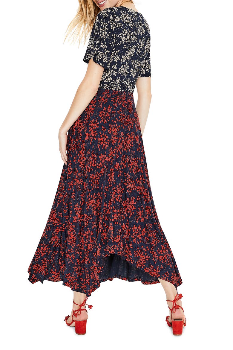 Heather Jersey Midi Dress, Alternate, color, NAVY FLORAL BLOOM
