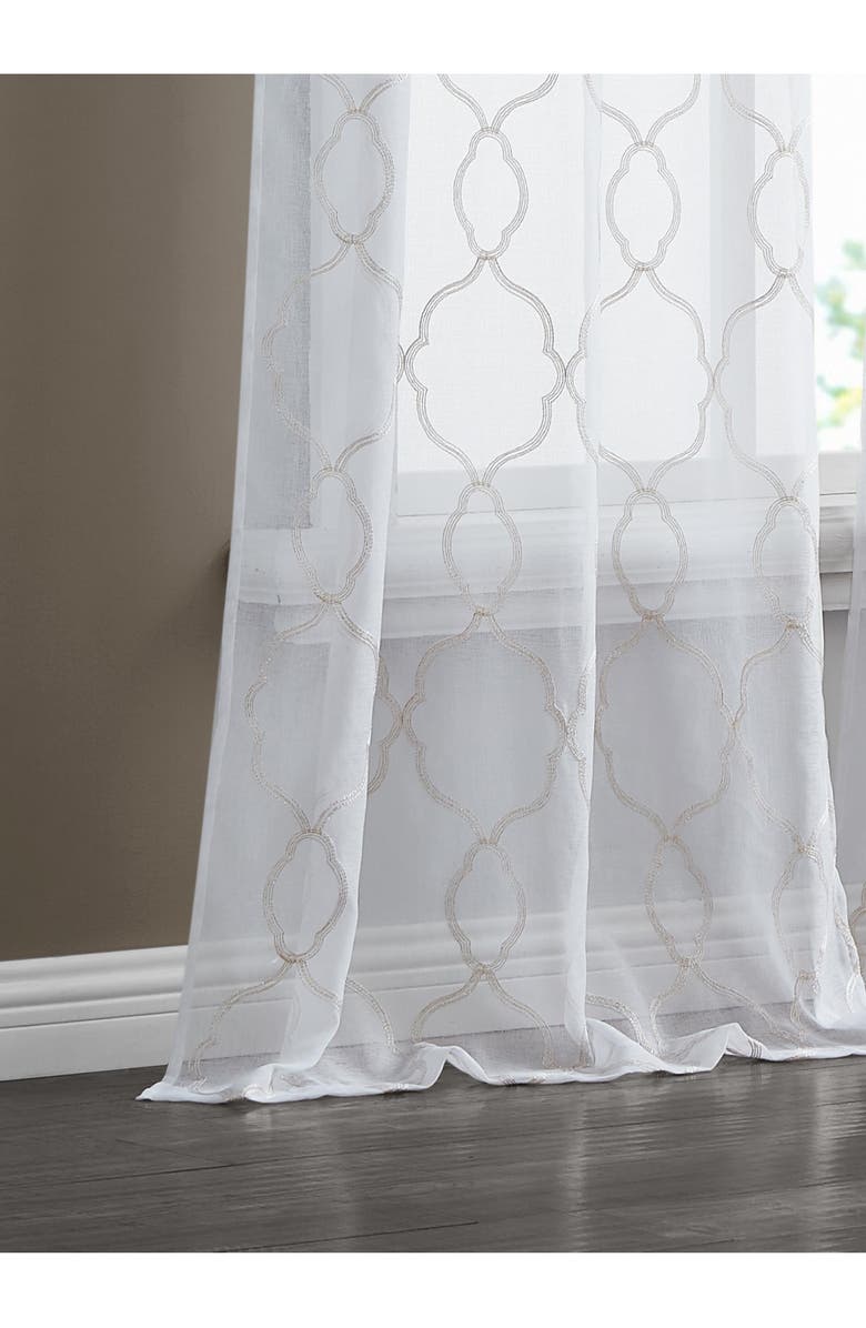 DAINTY HOME Sheer Set of 2 Panel Curtains, Alternate, color, Champagne