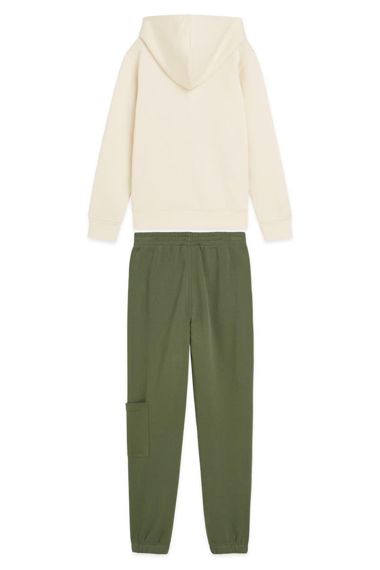 Kids' Embroidered Hoodie & Joggers Set, Alternate, color, EGGNOG