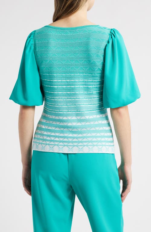 Ming Wang Stripe Mixed Media Jacquard Tunic