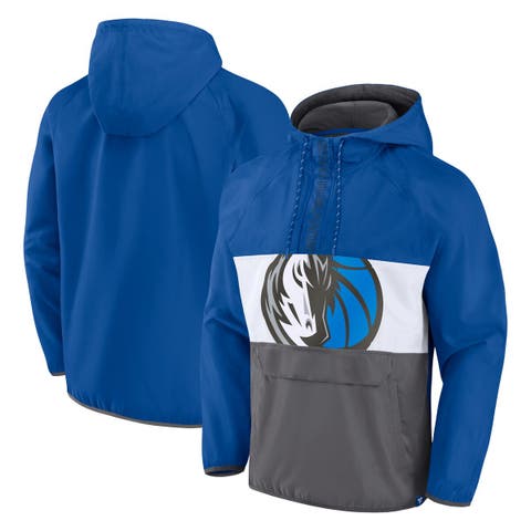 Men's Fanatics Branded  Blue/Gray Dallas Mavericks Anorak Flagrant Foul Color-Block Raglan Hoodie Half-Zip Jacket