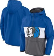 FANATICS Men's Fanatics Branded  Blue/Gray Dallas Mavericks Anorak Flagrant Foul Color-Block Raglan Hoodie Half-Zip Jacket