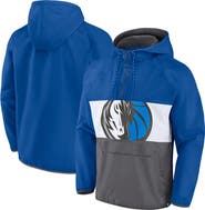 FANATICS Men's Fanatics Branded  Blue/Gray Dallas Mavericks Anorak Flagrant Foul Color-Block Raglan Hoodie Half-Zip Jacket