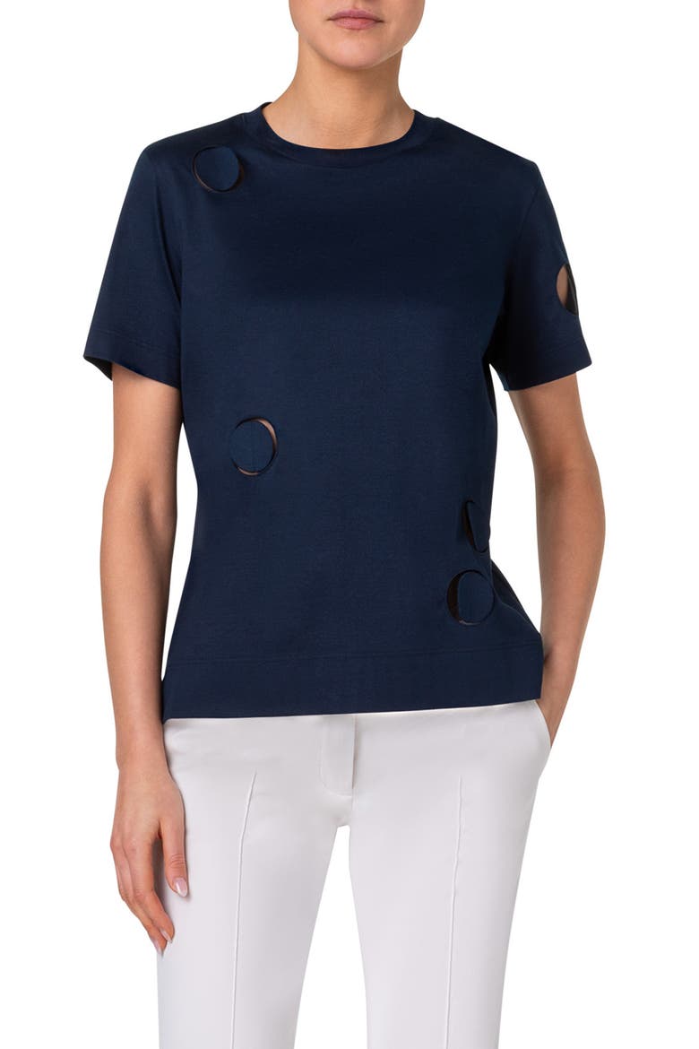 Dot Cutout Cotton T-Shirt, Main, color, INK