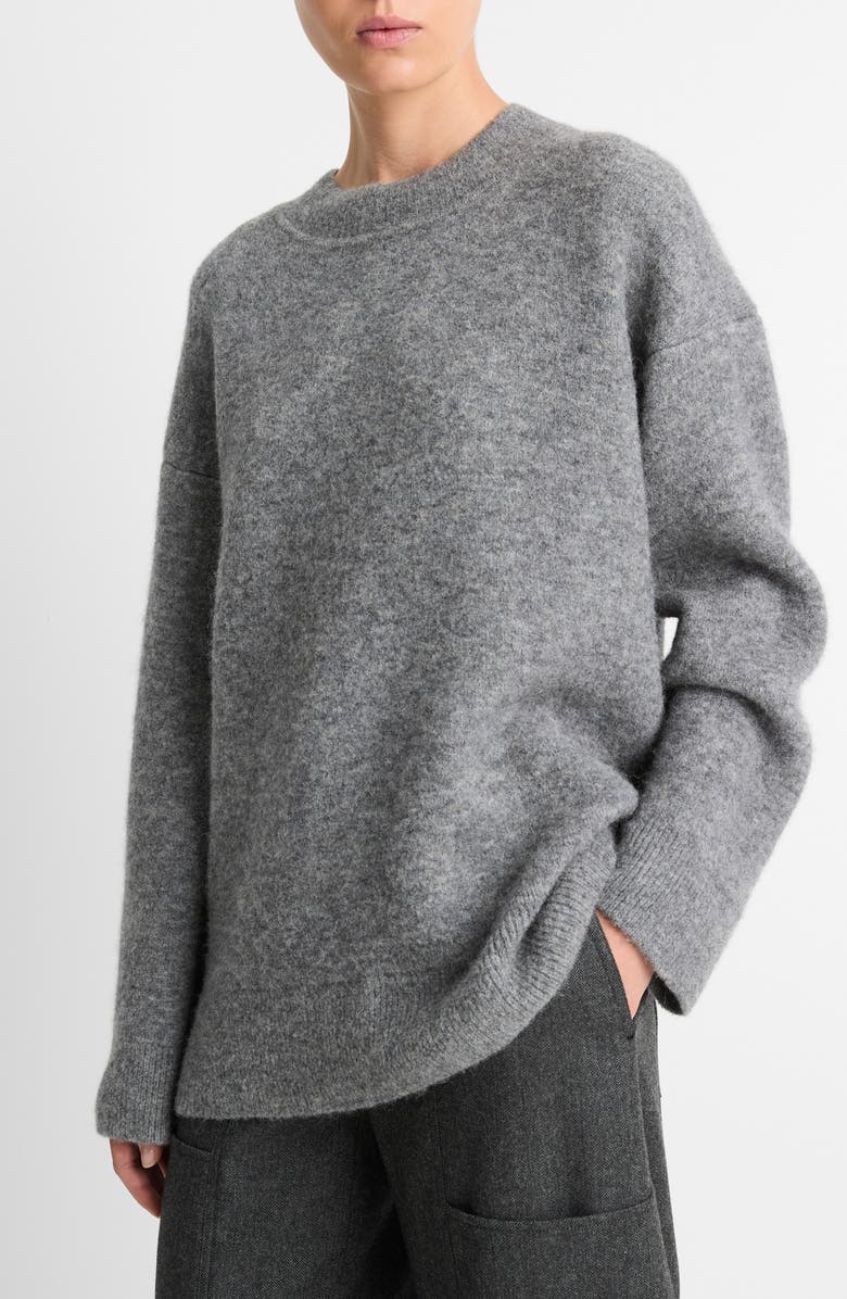Vince Textured Soft Sculpt Oversize Tunic Sweater, Alternate, color, Medium Heather Grey