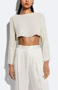 LAPOINTE Sequin Cropped Boatneck Top