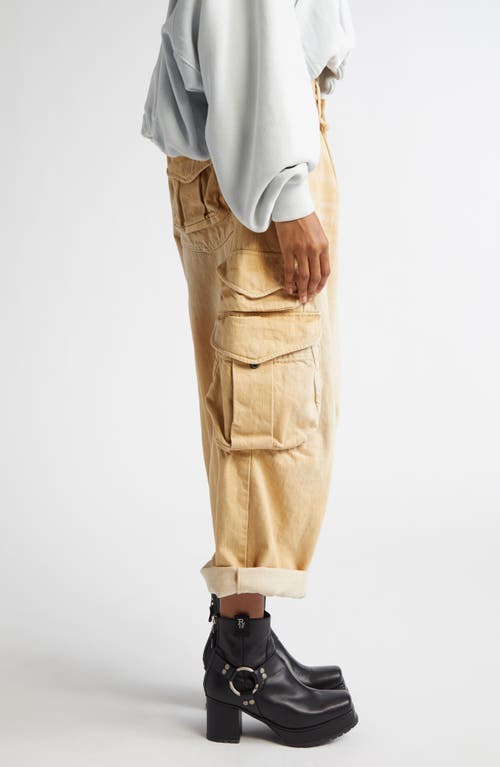 R13 Multipocket Crop Cargo Jeans In Faded Wheat