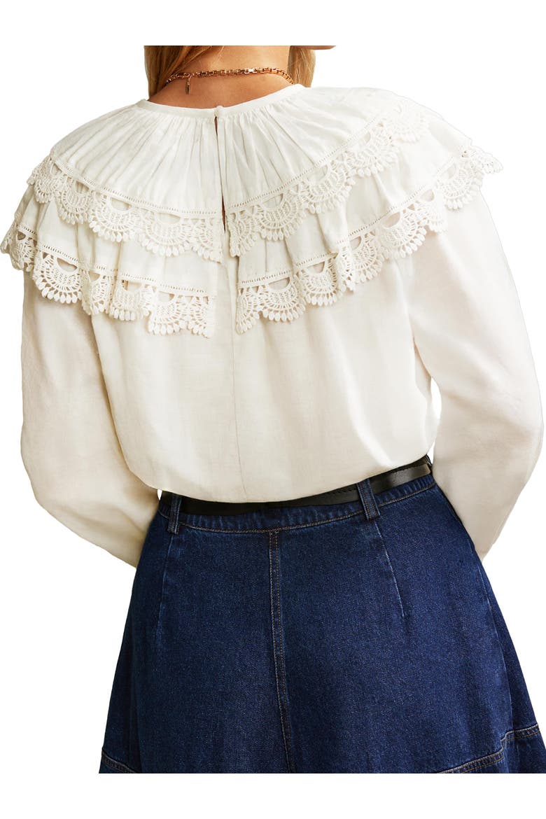 Crochet Double Frill Blouse, Alternate, color, White