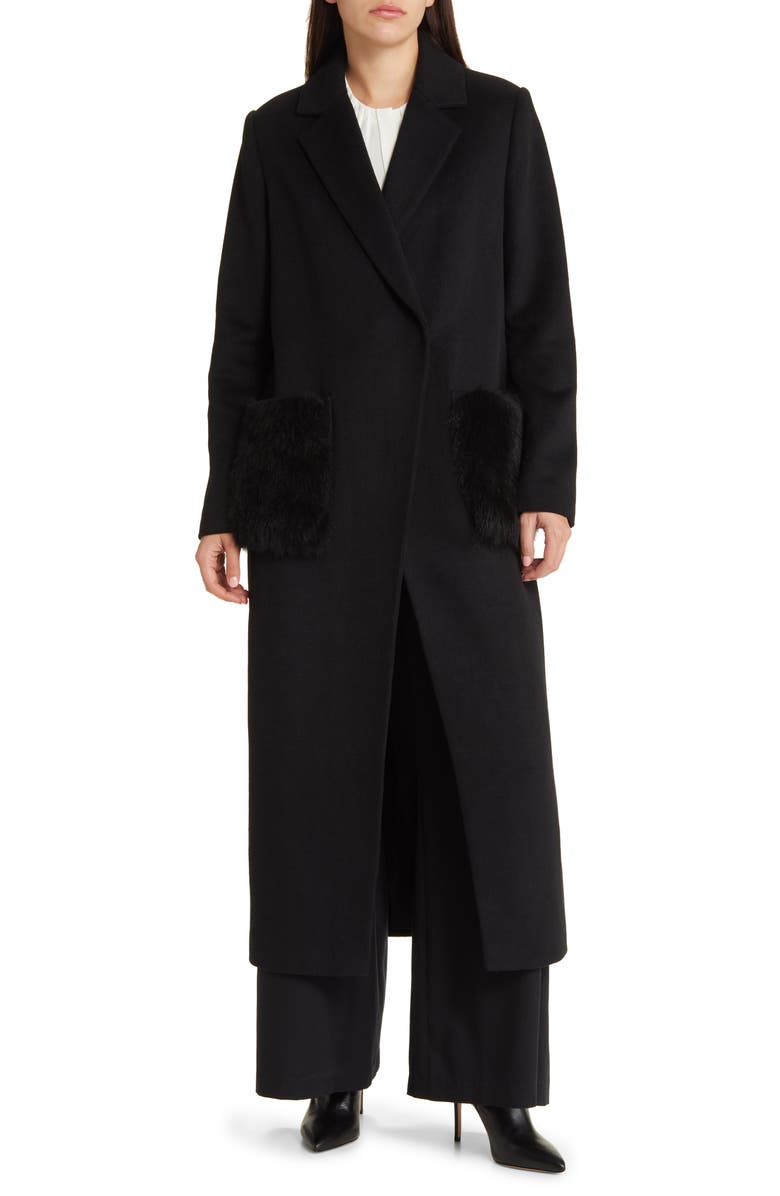 KOBI HALPERIN Channing Genuine Shearling Trim Wool Blend Coat, Main, color, 