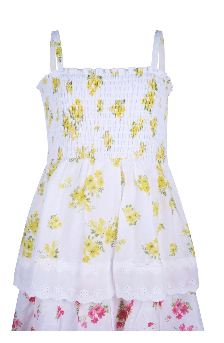Zunie Kids' Floral Tiered Maxi Sundress, Alternate, color, White Mult