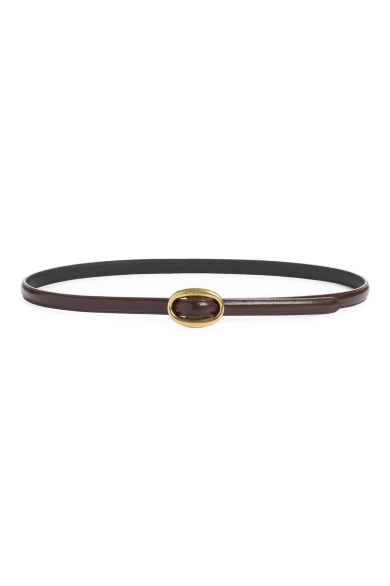 Logo Buckle Leather Belt, Main, color, DARK CURRANT