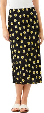 Karen Kane Floral Print Bias Cut Midi Skirt