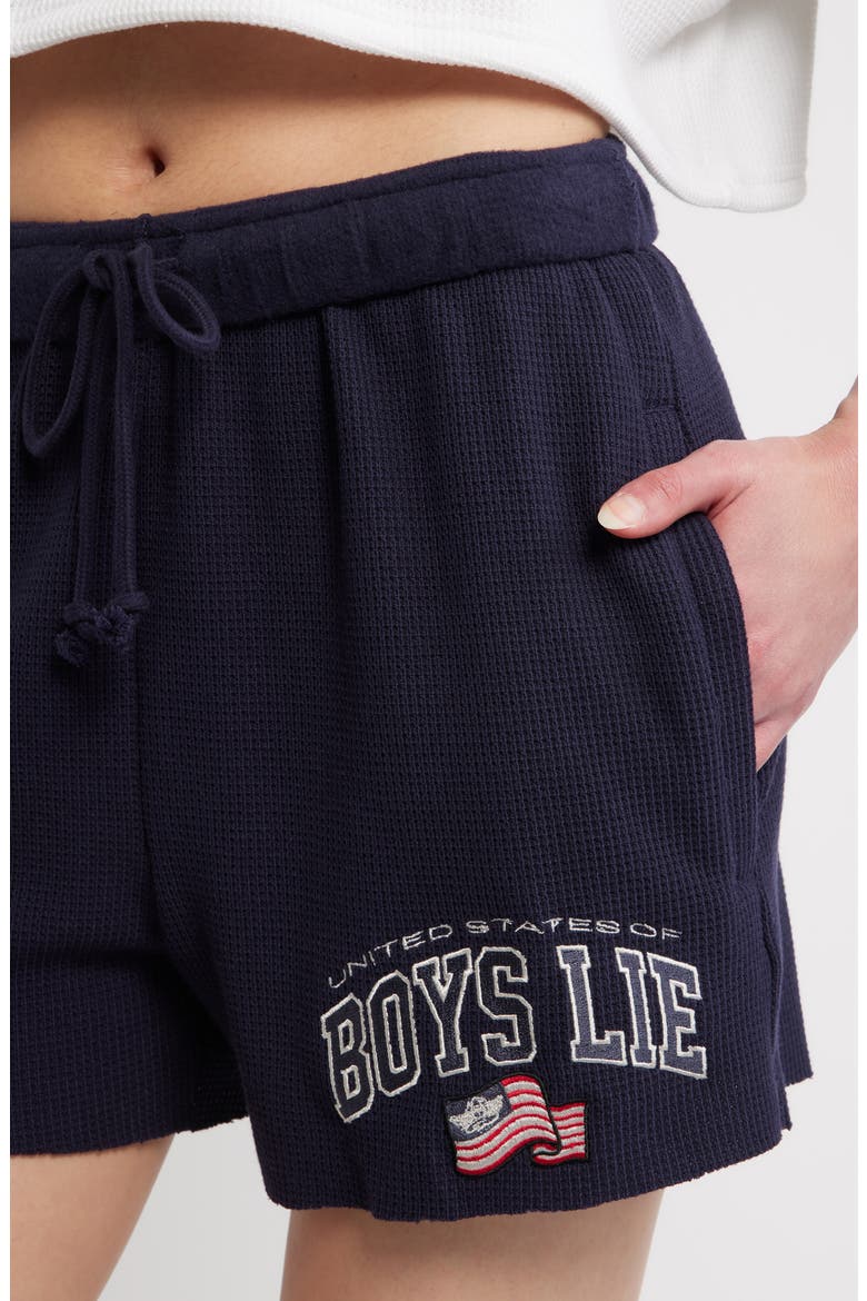 United States of Boys Lie Waffle Knit Shorts, Alternate, color, NAVY