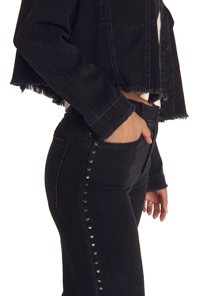 Anya Studded Bootcut Jeans, Alternate, color, MOON SHADOW WASH