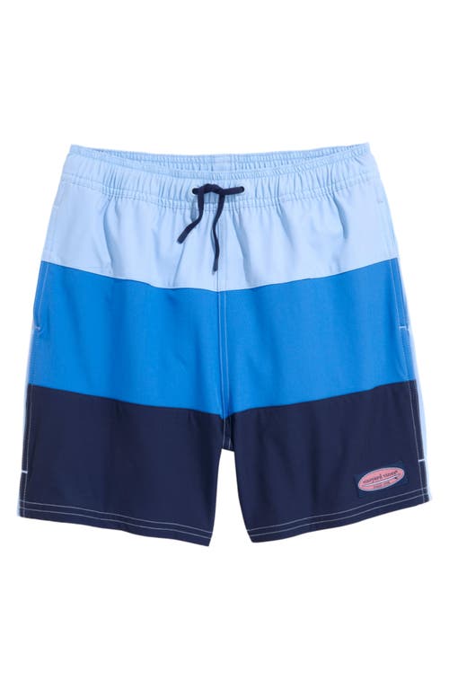 Vineyard Vines Kids' Chappy Colorblock Swim Trunks In Jake Blue