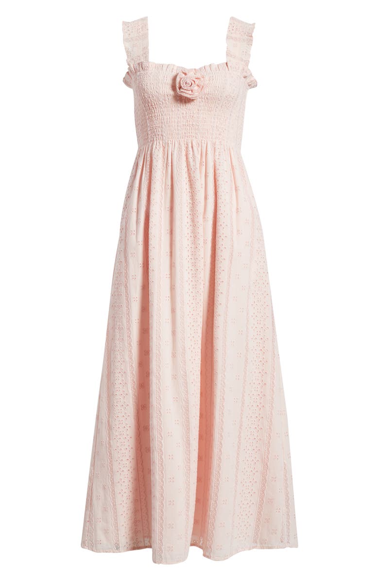 Hill House Home Rosetta Nap Smocked Bodice Cotton Broderie Anglaise Sundress, Alternate, color, Powder Pink