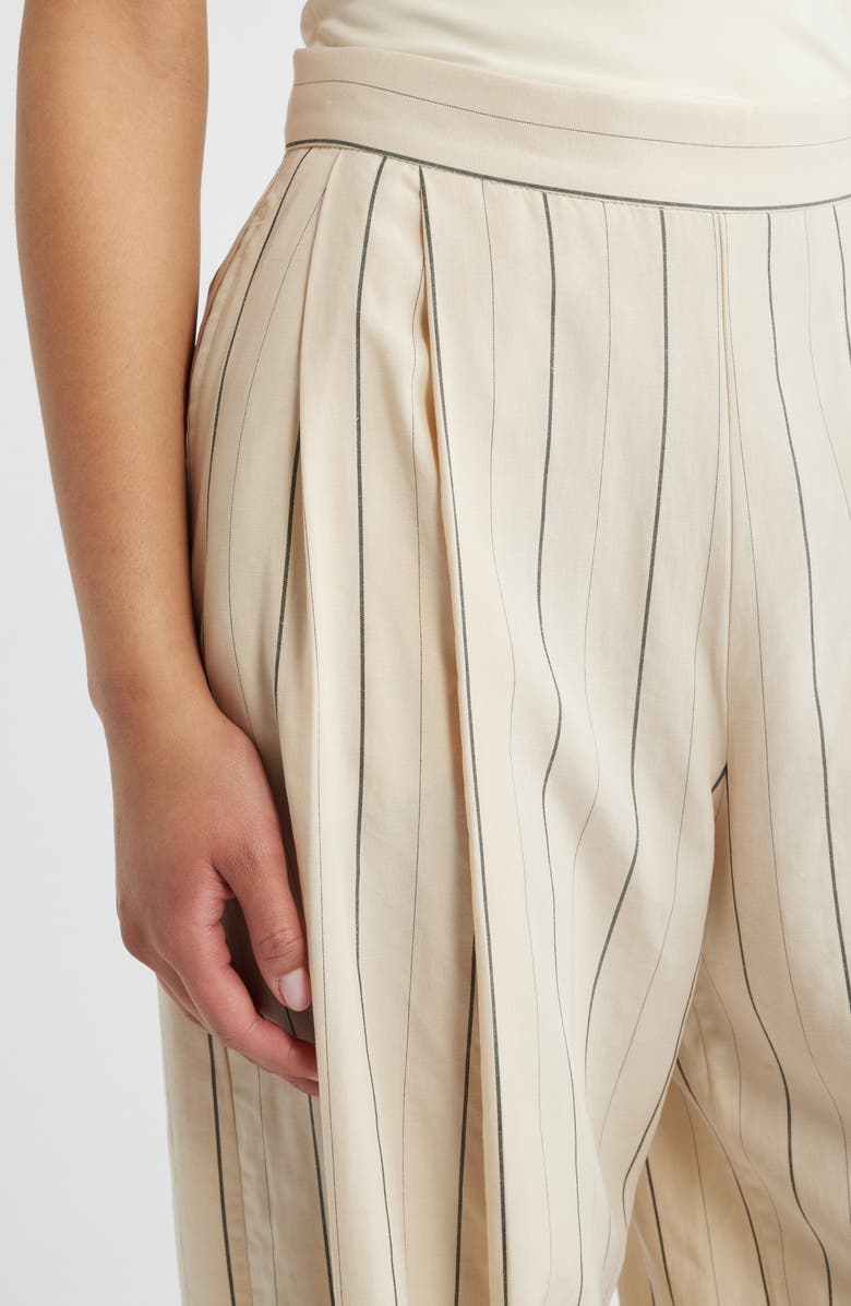 MANGO Malta Pantalon Stripe Balloon Pants, Alternate, color, Ecru