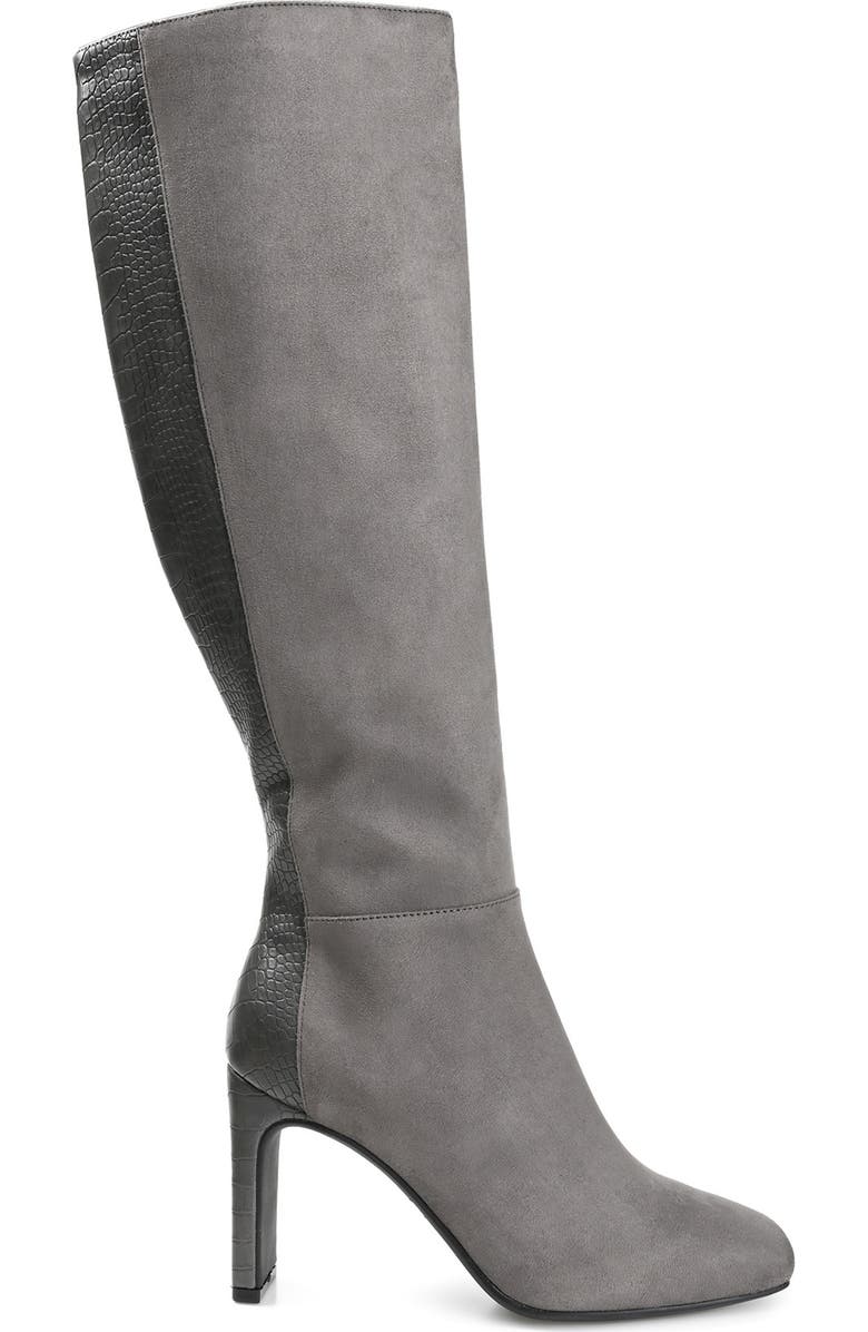 Journee Collection Elisabeth Croc Embossed Tall Boot, Alternate, color, Grey