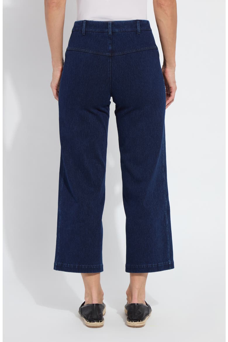 Layton Pull-On High Waist Crop Wide Leg Knit Jeans, Alternate, color, DARK INDIGO