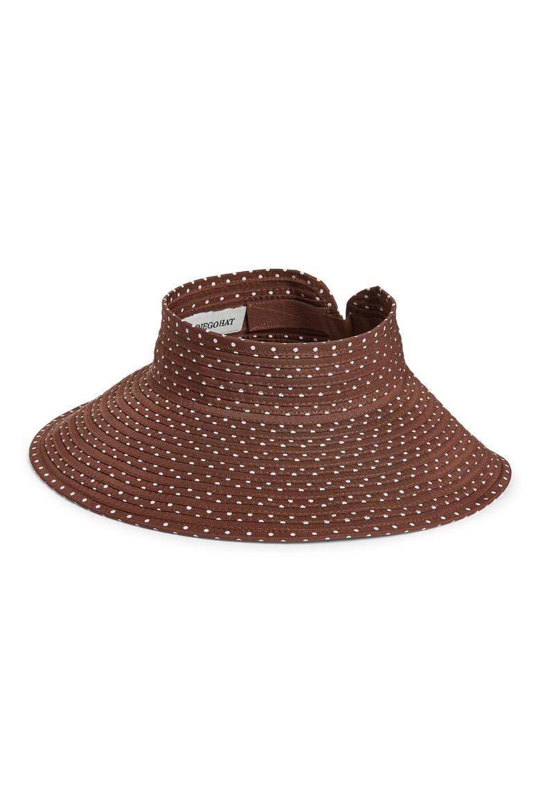 Polka Dot Roll-Up Visor, Main, color, BROWN