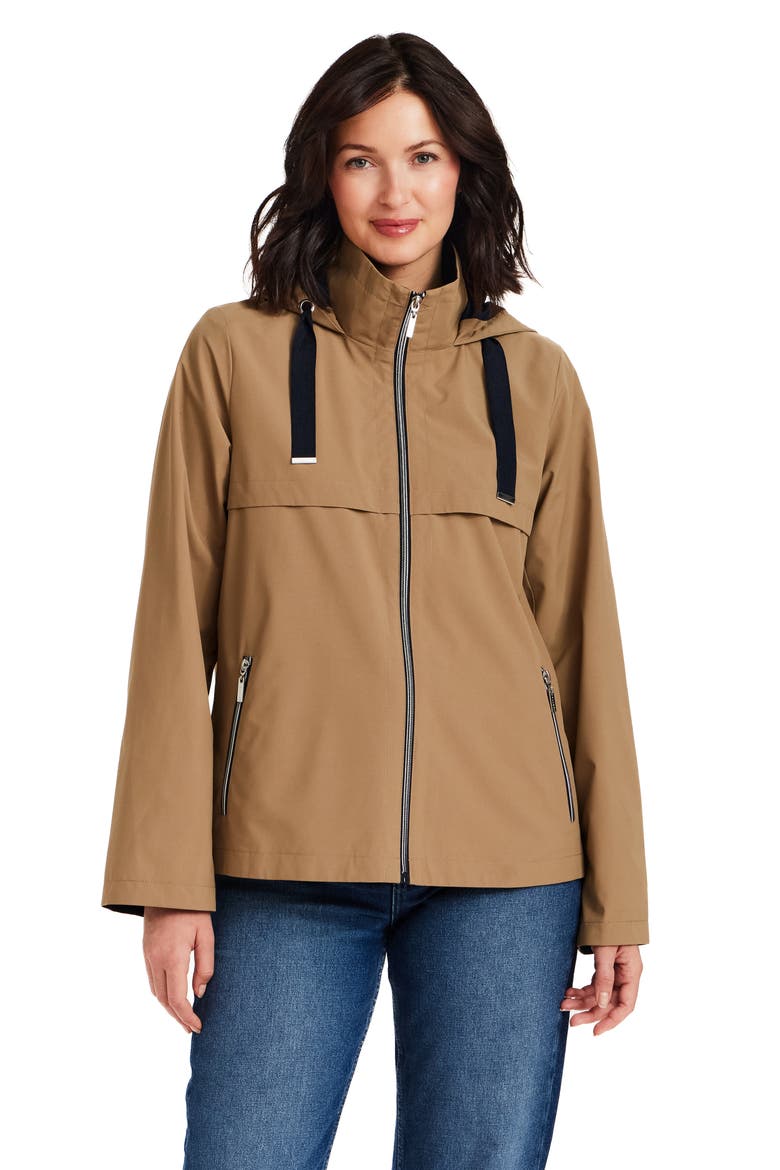 Packable Hooded Rain Jacket, Alternate, color, SEPIA