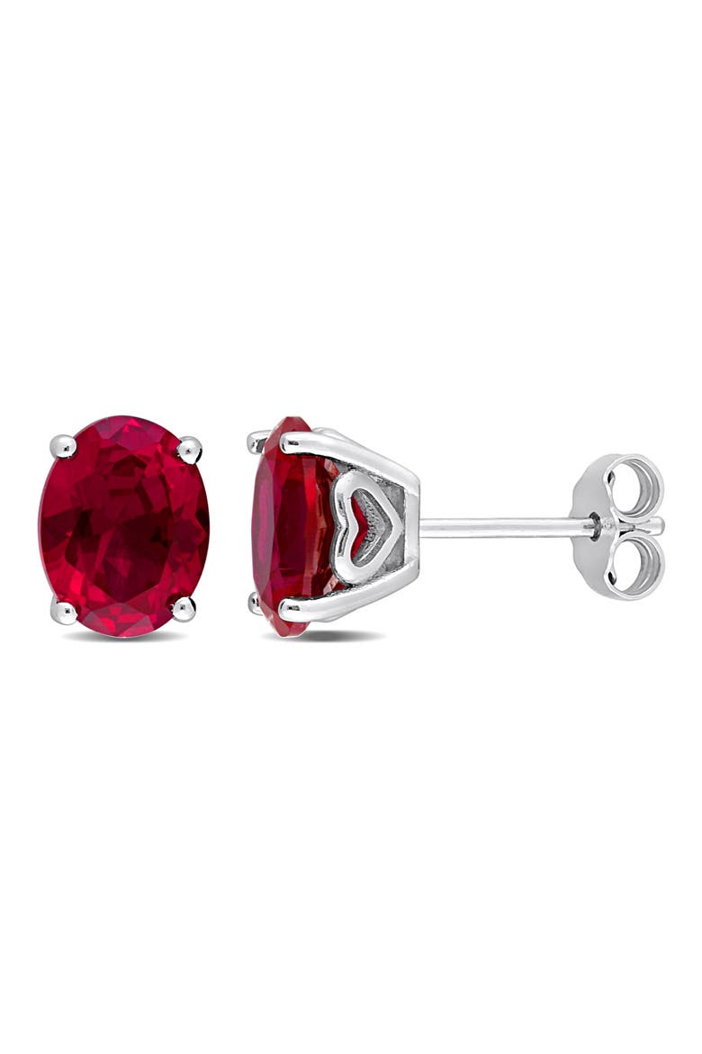 Lab-Created Ruby Oval Stud Earrings, Main, color, RED