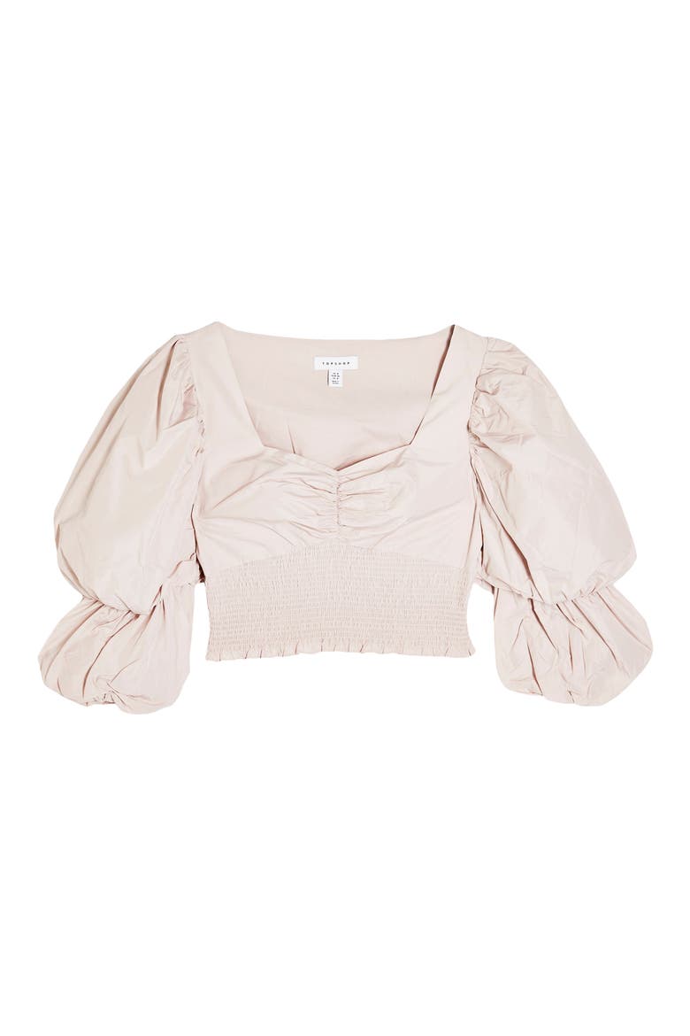Puff Sleeve Taffeta Blouse, Alternate, color, LILAC