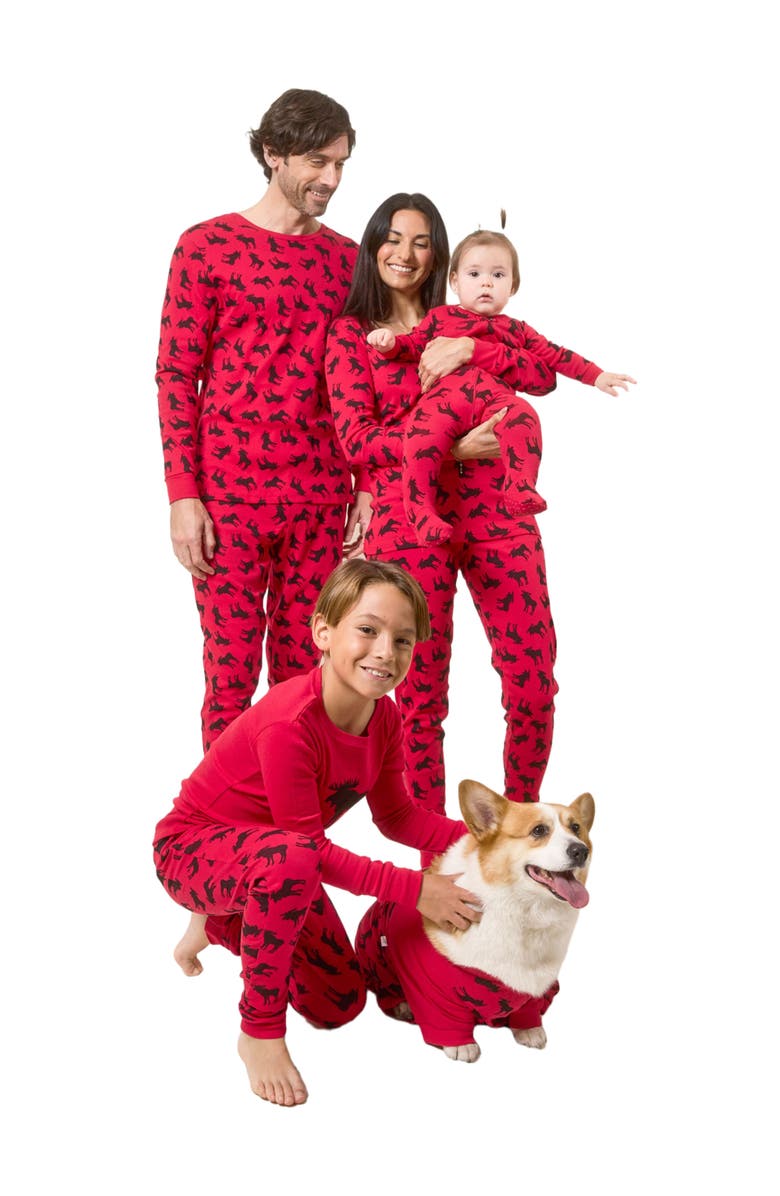 Leveret Kids Two-Piece Cotton Matching Family Holiday Pajamas, Argyles & Holiday Prints, Alternate, color, Moose