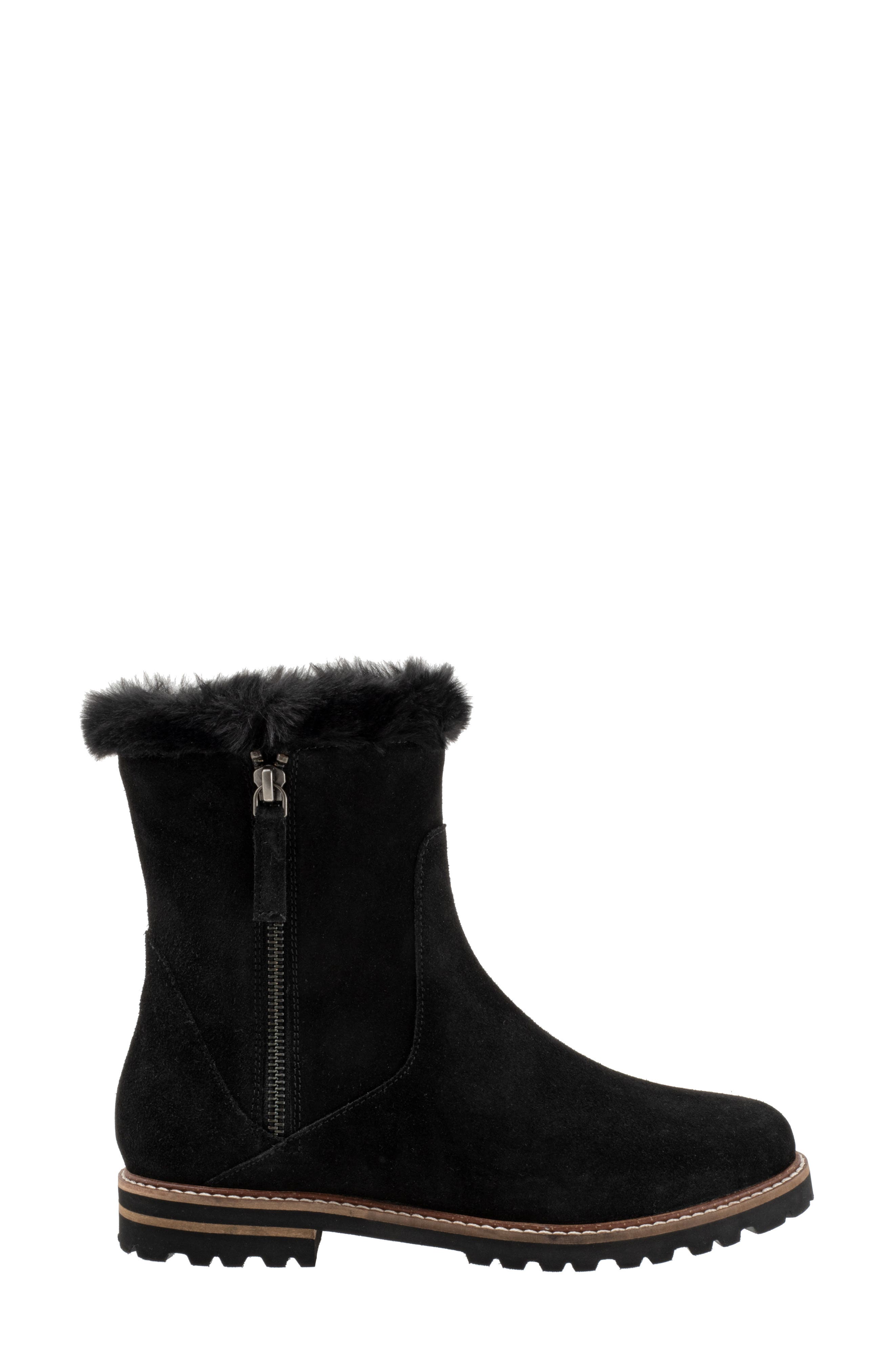 Trotters Forever Faux Shearling Trim Boot, Alternate, color, Black Suede