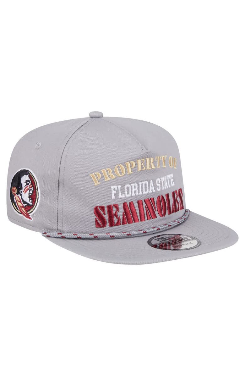 New Era Men's New Era Gray Florida State Seminoles Golfer Vintage Adjustable Hat, Main, color, 