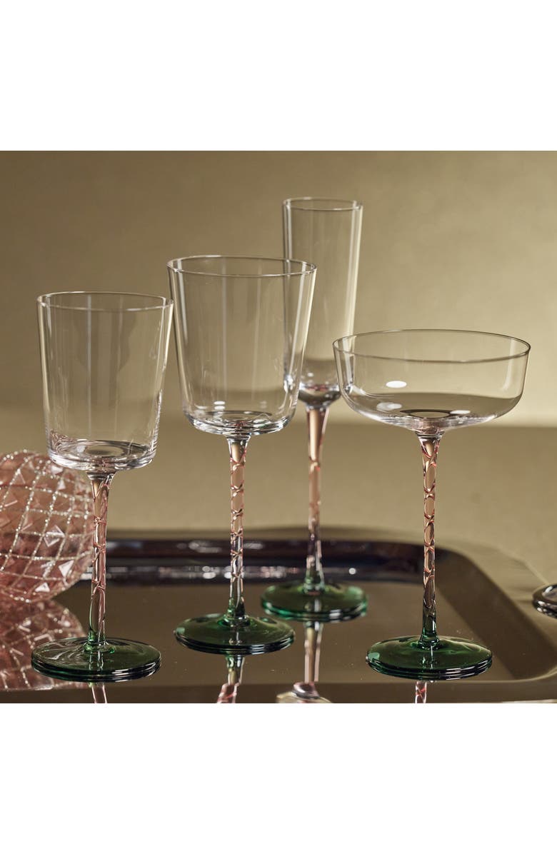 Zodax Sachi Set of 6 Champagne Flutes, Alternate, color, Green/ Pink