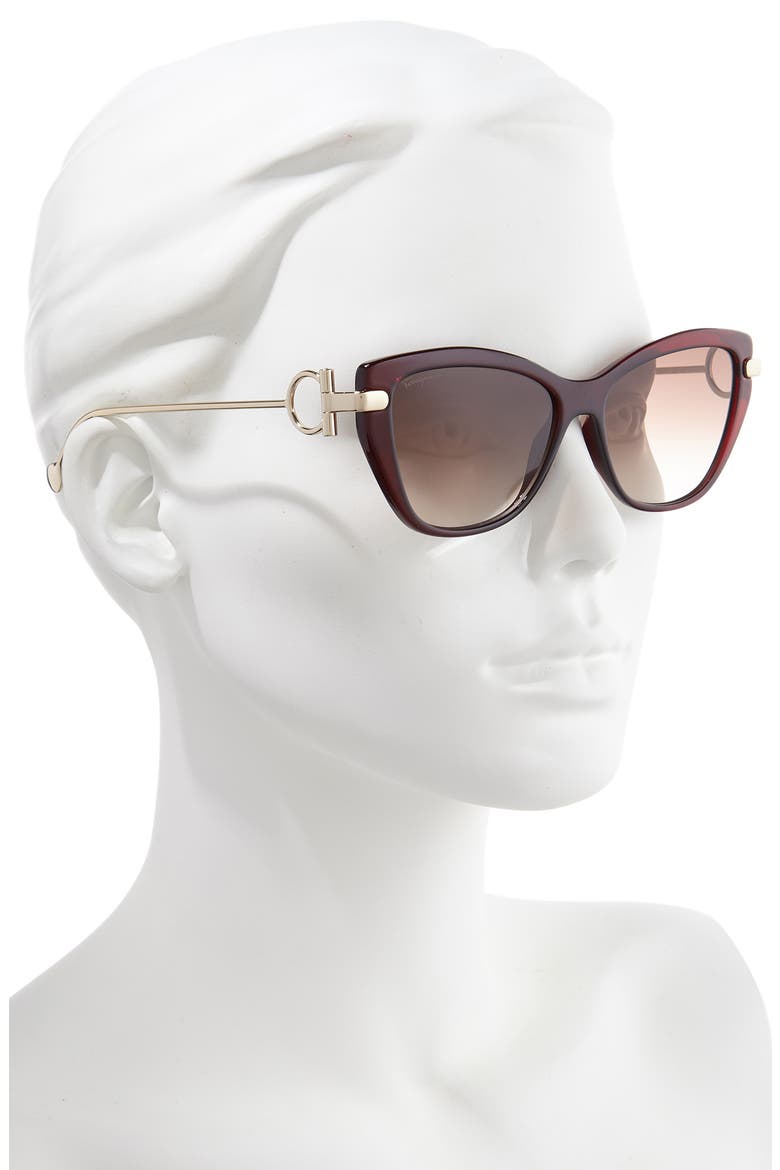 55mm Cat Eye Sunglasses, Alternate, color, WINE