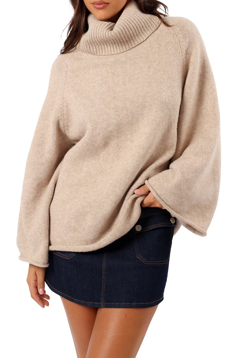 Petal & Pup Bindy Oversize Turtleneck Sweater, Main, color, Oatmeal