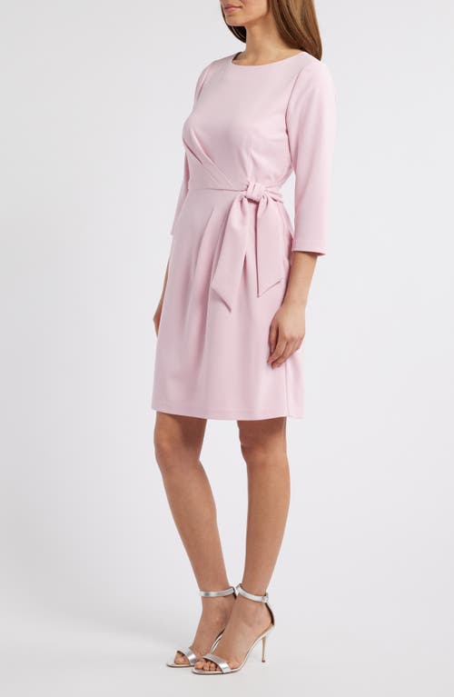 Tahari Asl Side Tie Long Sleeve Dress In Pink