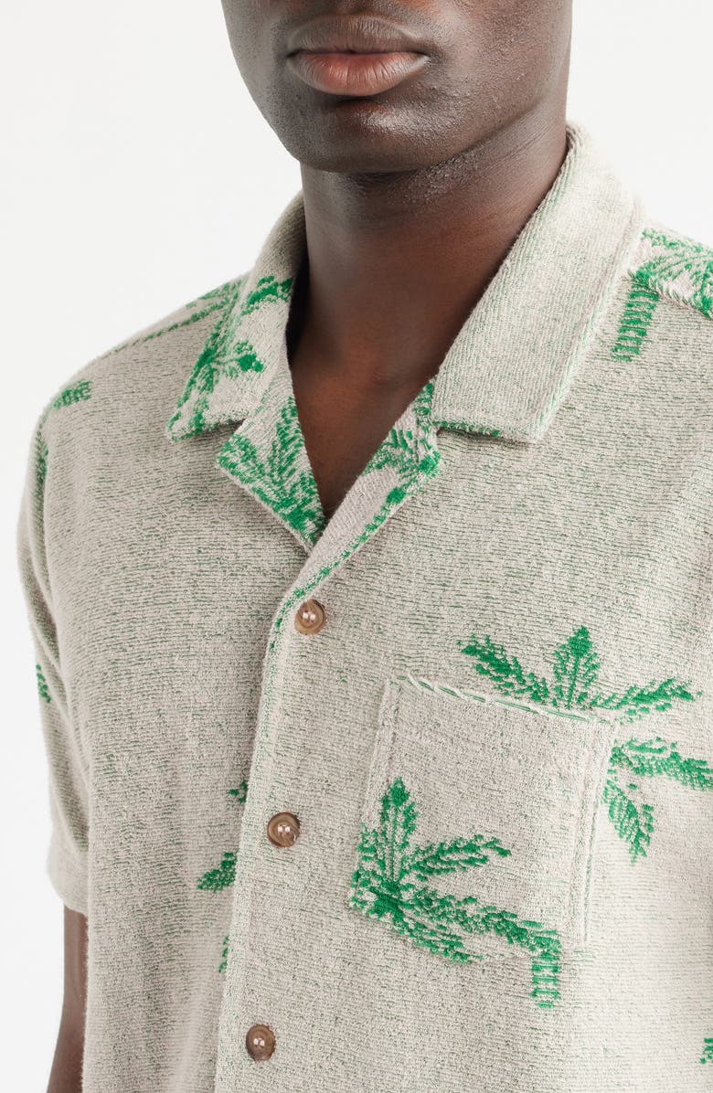 Marine Layer Terry Cloth Camp Shirt, Alternate, color, Marled Pink