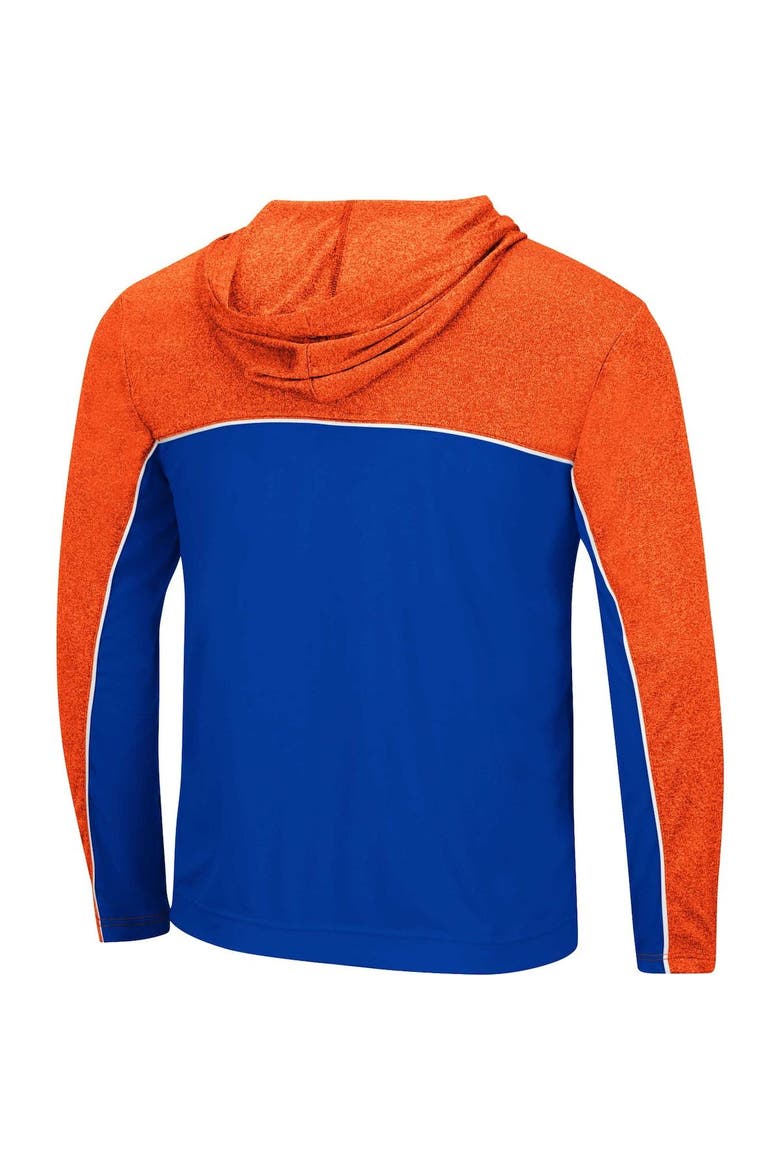 Men's Colosseum Royal/Heathered Orange Florida Gators Flick Quarter-Zip Hoodie Windshirt, Alternate, color, Royal