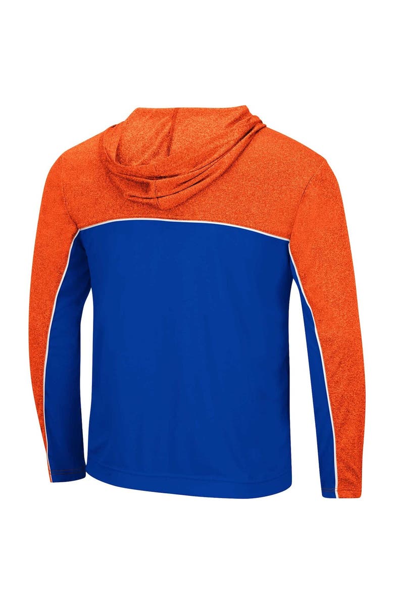 COLOSSEUM Men's Colosseum Royal/Heathered Orange Florida Gators Flick Quarter-Zip Hoodie Windshirt, Alternate, color,