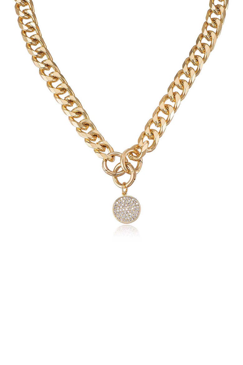 Crystal Disc Collar Necklace, Alternate, color, GOLD