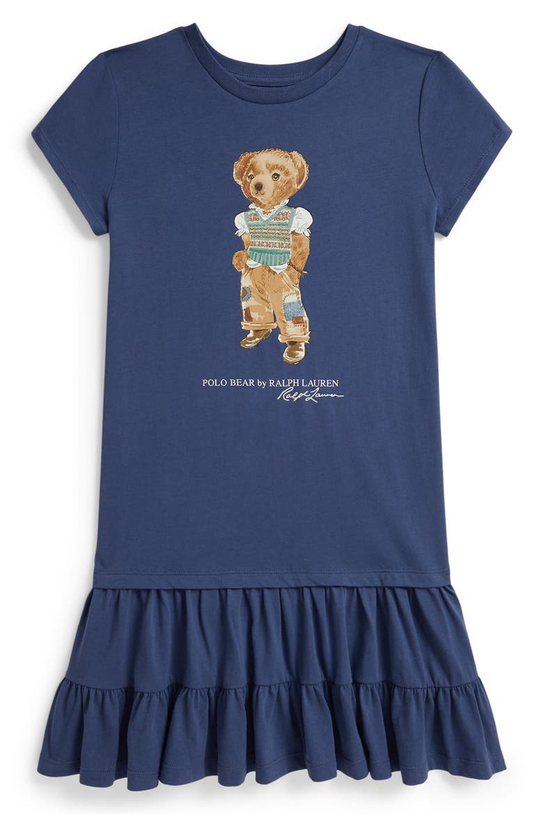 Kids' Polo Bear Cotton Jersey Dress, Main, color, OLD ROYAL