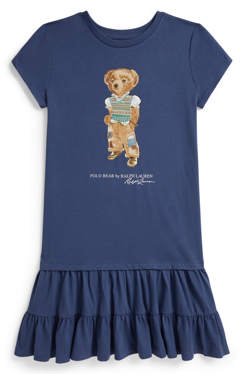 Polo Ralph Lauren Kids' Polo Bear Cotton Jersey Dress, Main, color, Old Royal
