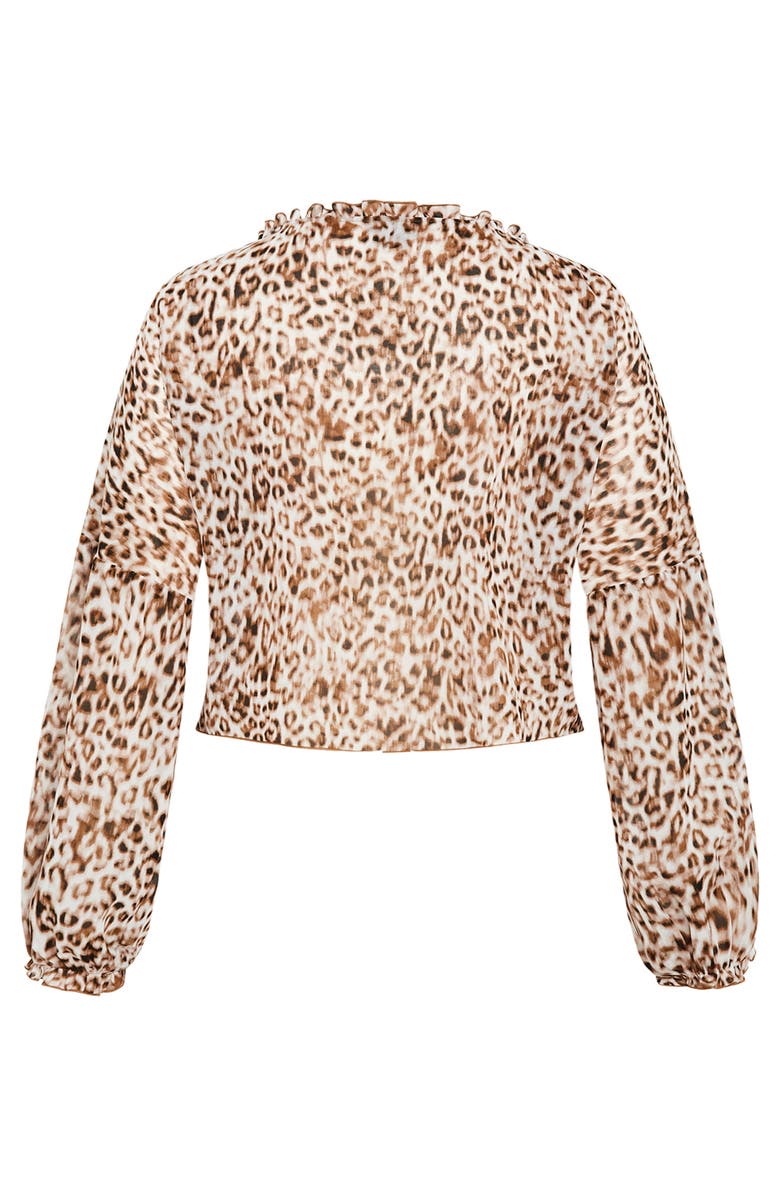 City Chic Corina Tie Front Top, Alternate, color, Light Leopard