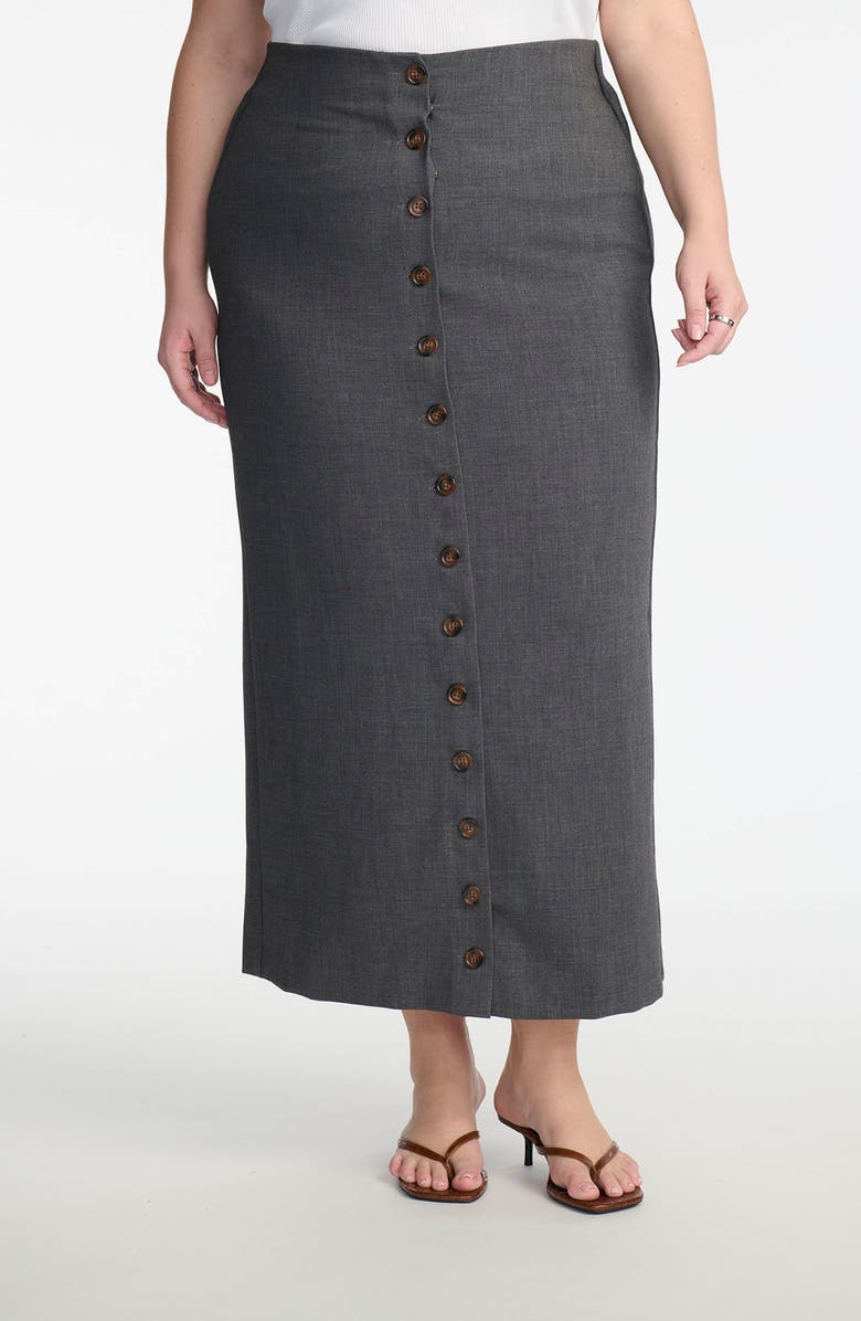 ELOQUII Button Front Maxi Skirt, Main, color, 