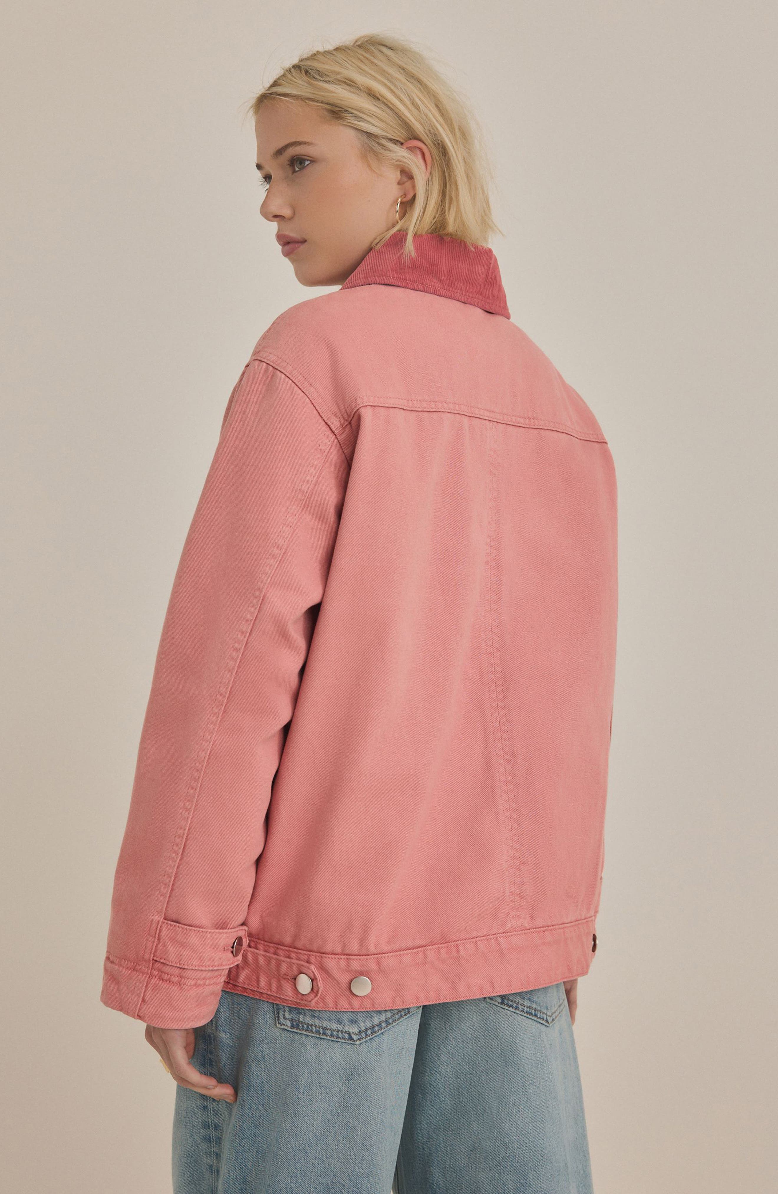 NEXT Corduroy Collar Zip Denim Jacket (Women) | Nordstrom