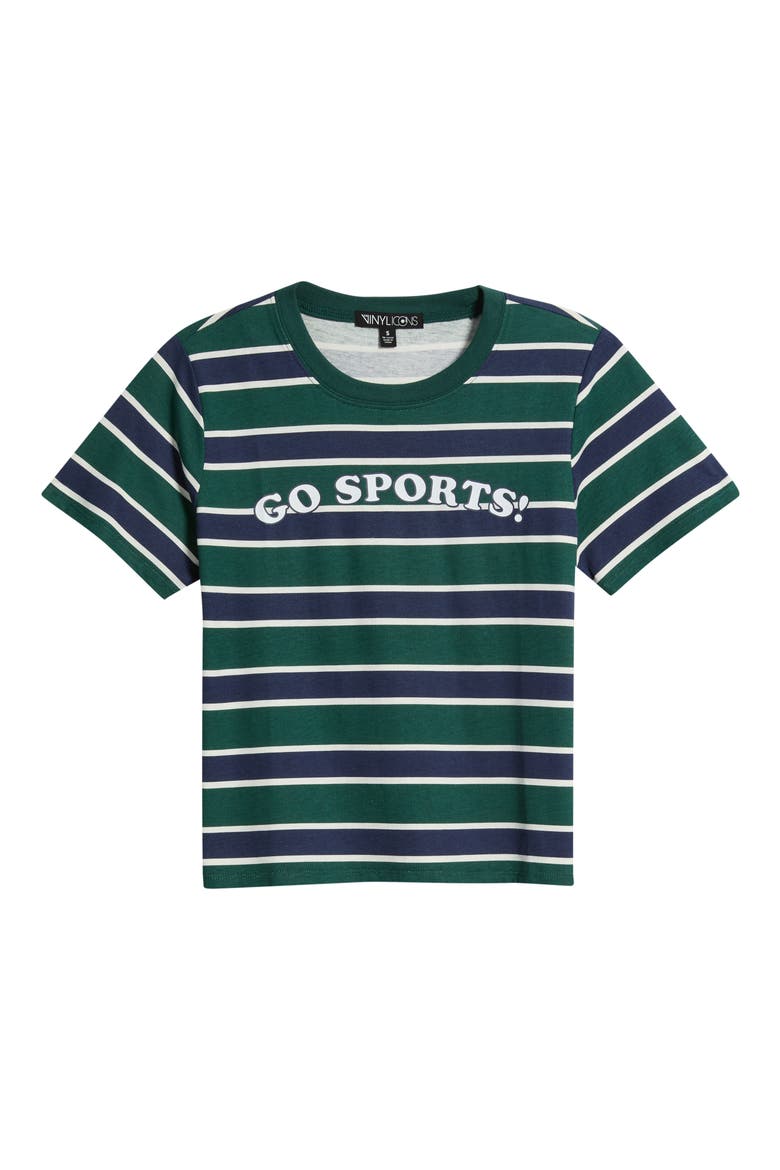 Go Sports Stripe Crop Graphic T-Shirt, Alternate, color, GREEN
