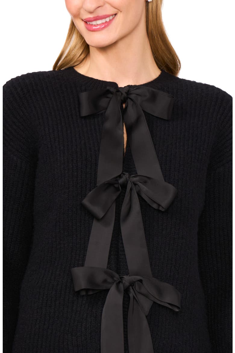 Three Bow Cardigan, Alternate, color, RICH BLACK