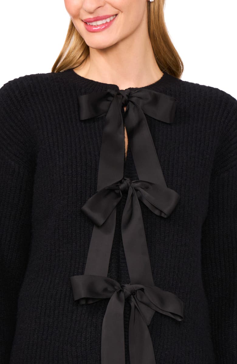 Ted Baker Three Bow Cardigan, Alternate, color, Rich Black