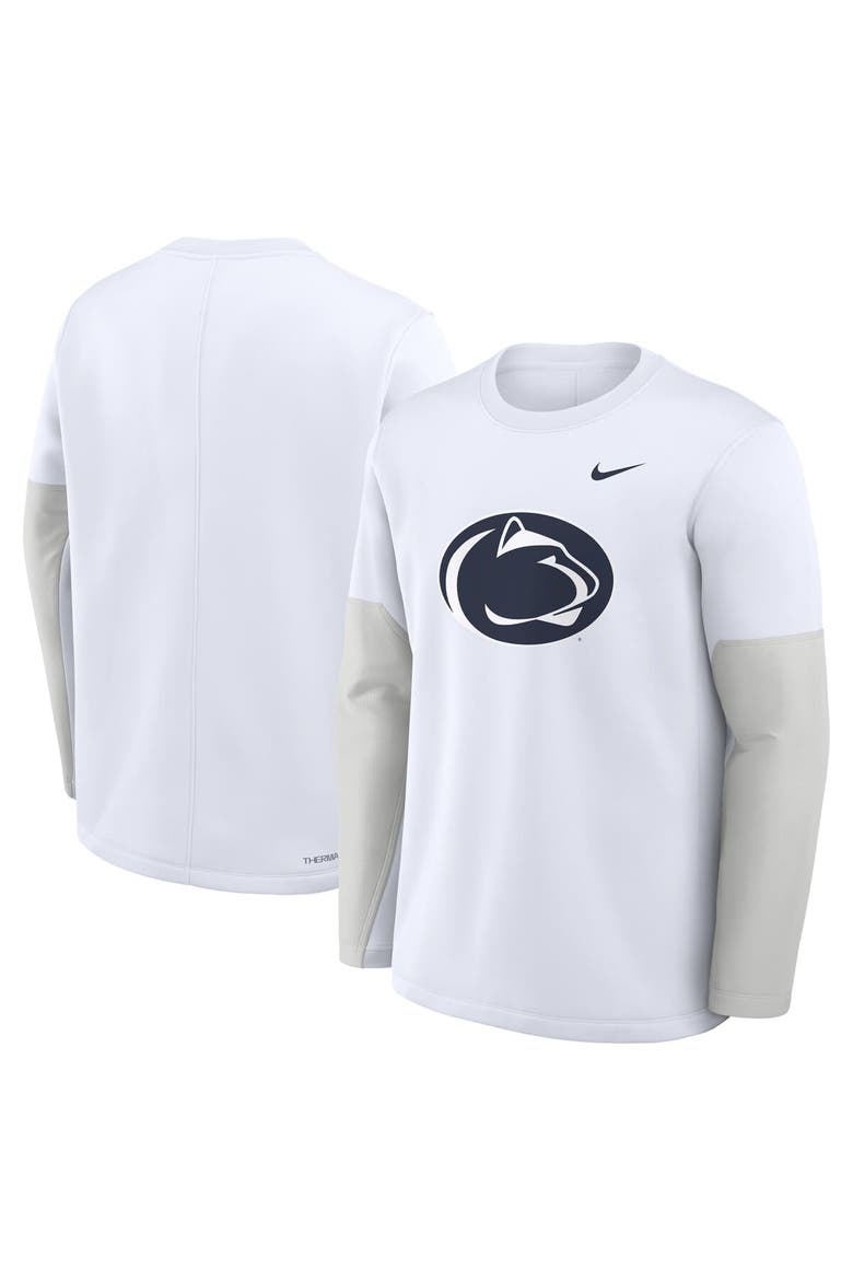 Men's Nike White Penn State Nittany Lions 2025 Sideline Coach Performance Long Sleeve T-Shirt, Alternate, color, White