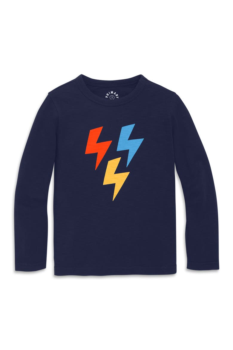 Long Sleeve Triple Bolt Tee, Main, color, Navy Stacked Bolt