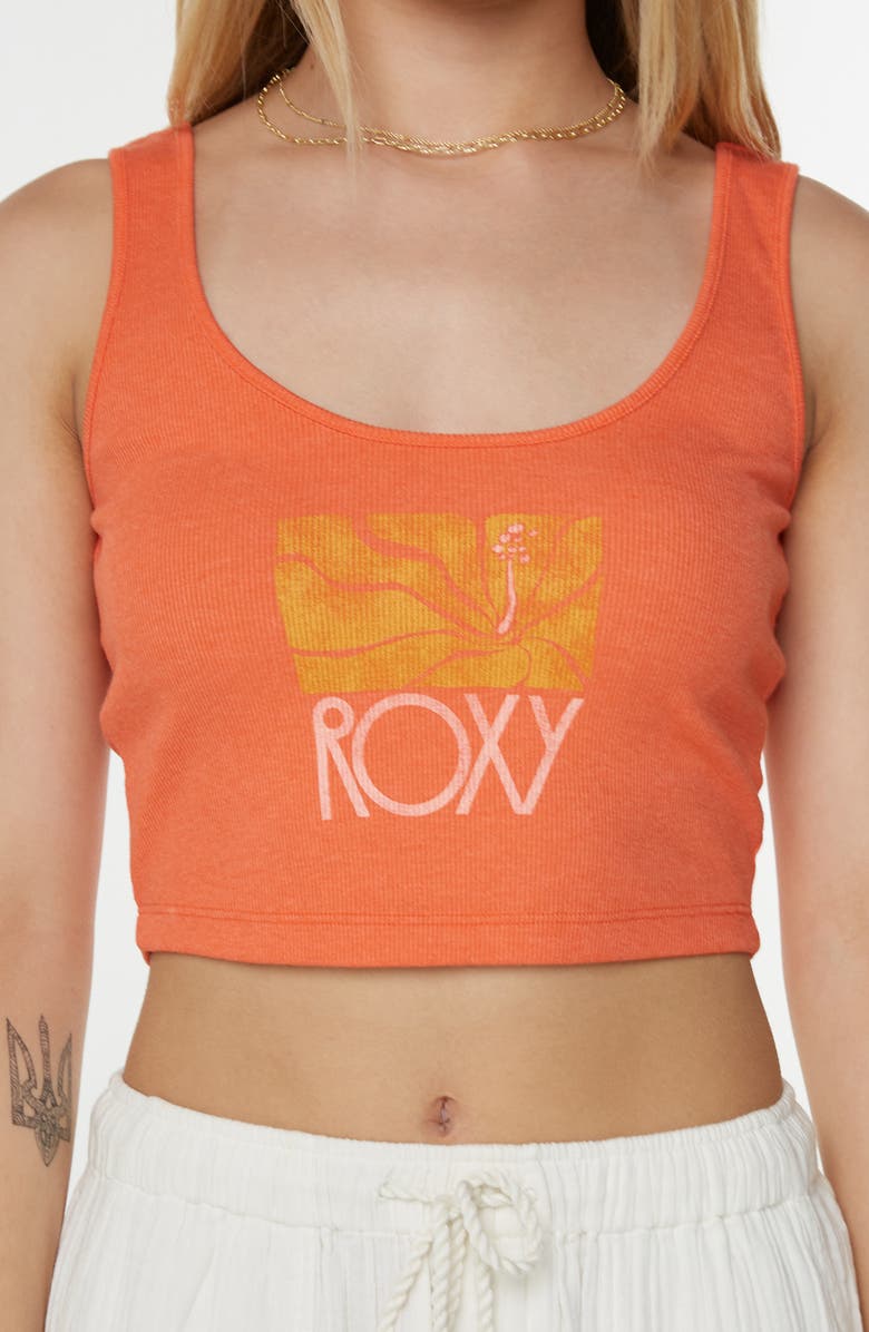 Roxy Sea Glass Dive In Crop Tank, Alternate, color, Tigerlily Sea Glass